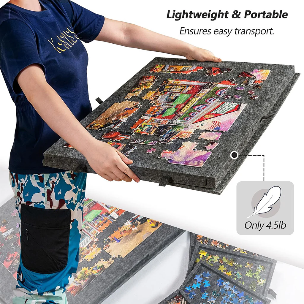 Felt Portable Tilting Puzzle Board with Drawers and Cover