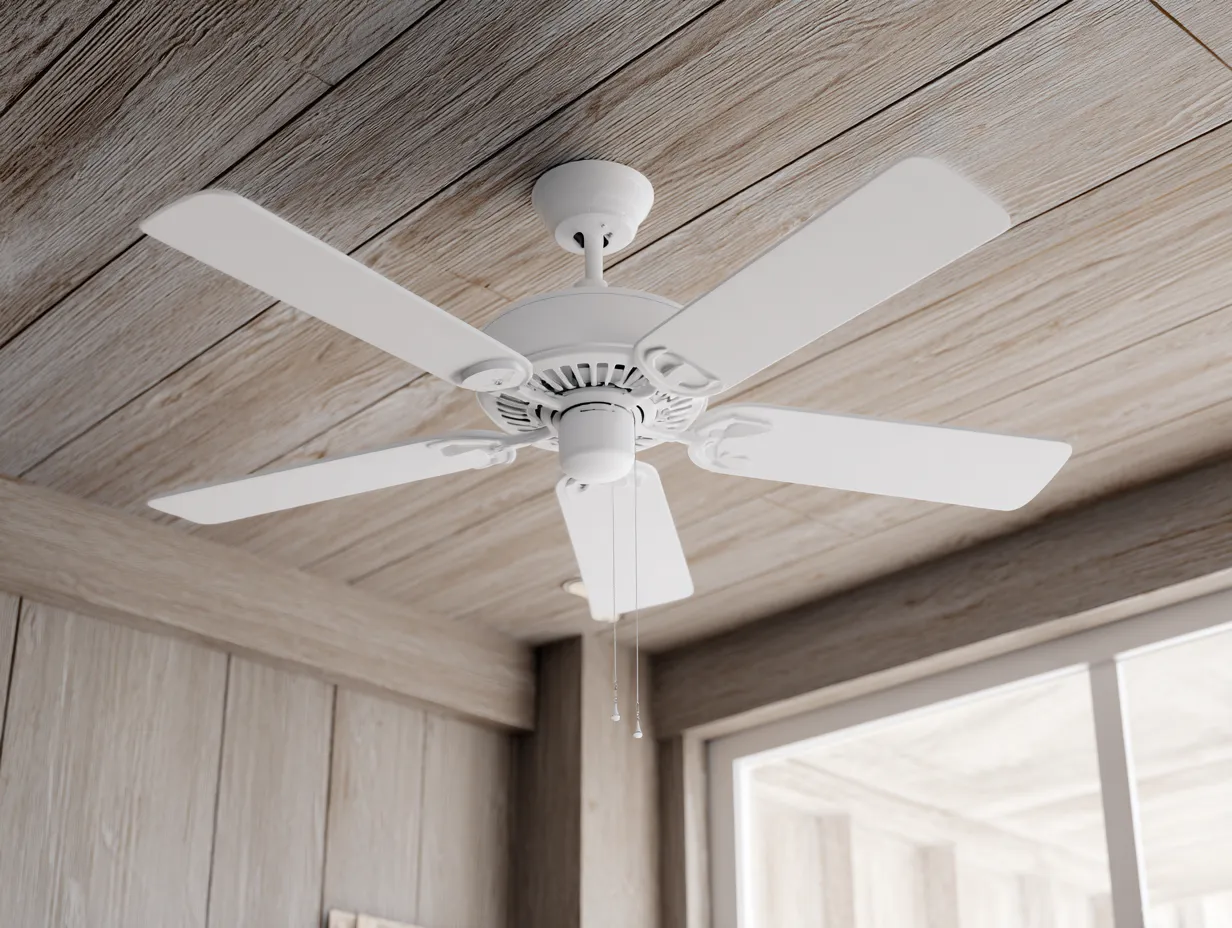 Deckenventilator Kunststoff Metall 120x120x35 cm - Weiß - mit Zugschalter