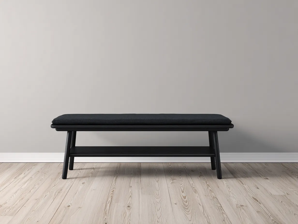 Bank Stoff gepolstert 136x41x44 cm - Schwarz - Schlafzimmerbank mit Ablageboden