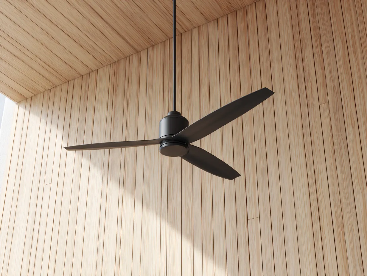Deckenventilator Metall 135x135x48 cm - Schwarz - schlanke Deckenstange
