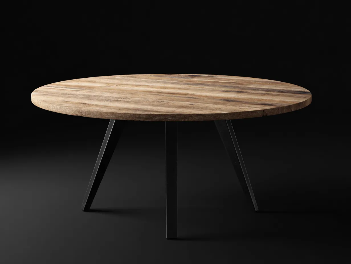 Esstisch Holz Metall 127x127x74 cm - Eiche und Schwarz - rund für Außenbereich