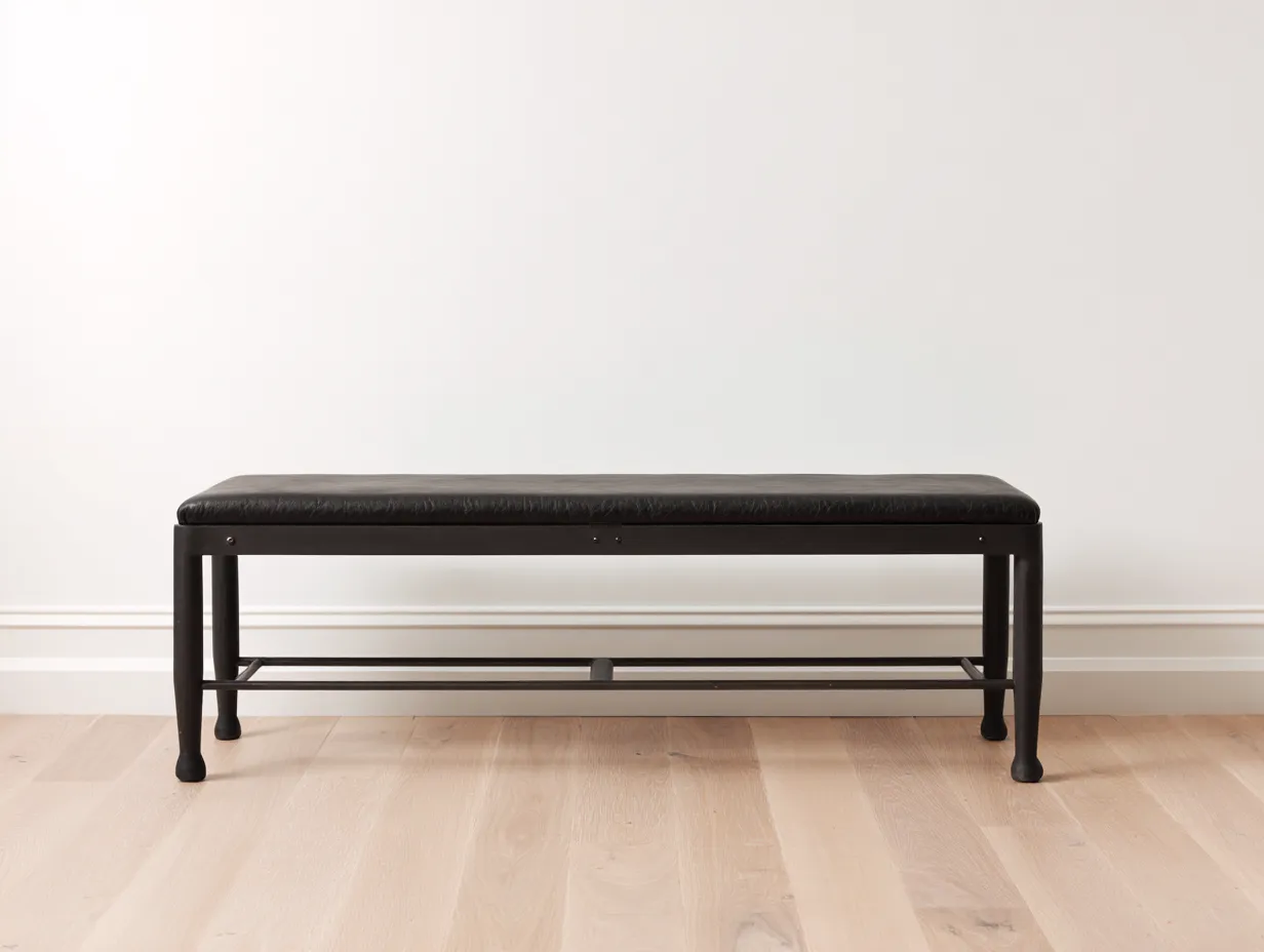 Bank gepolstert 138x37x44 cm - Schwarz - Metallrahmen mit Fußstrebe für Schlafzimmer