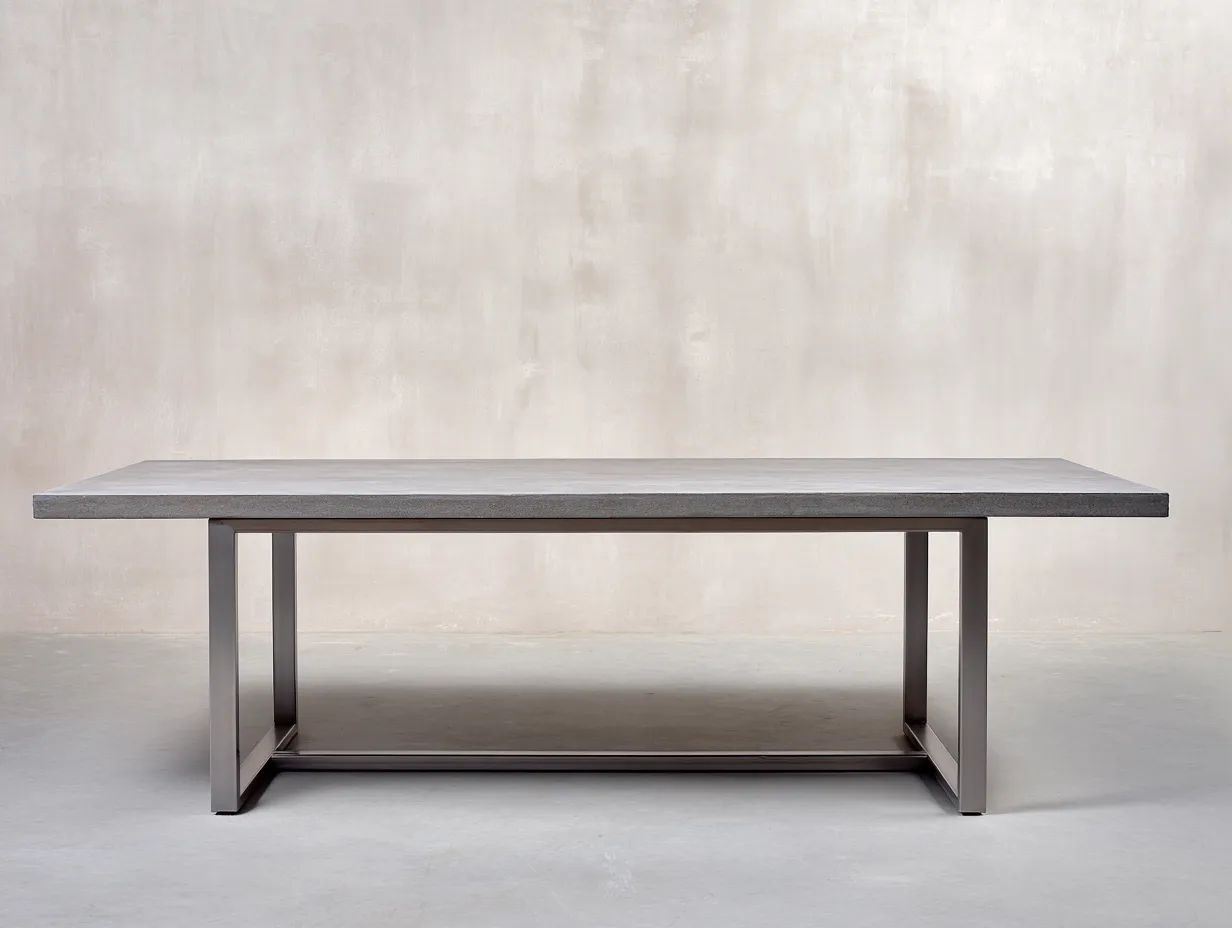 Esstisch Holz Metall 215x92x74 cm - Grau und Braun - rechteckig mit Rahmenfuß für Außenbereich