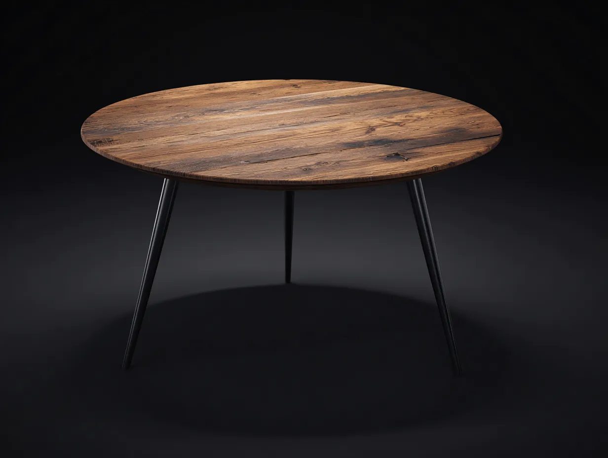 Esstisch Holz 125x125x74 cm - Braun und Schwarz - rund für Außenbereich