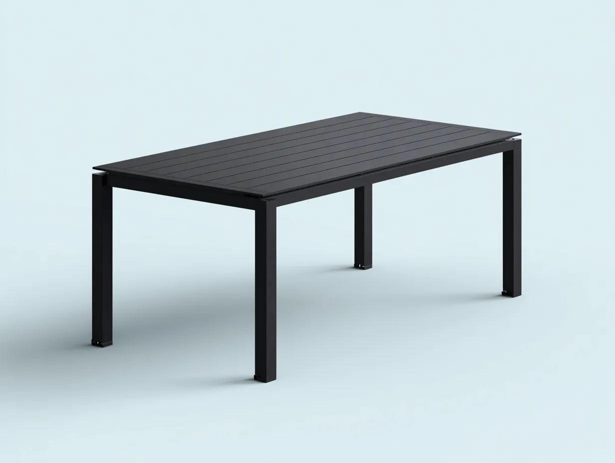 Esstisch Aluminium 220x95x75 cm - Schwarz - rechteckig für Außenbereich