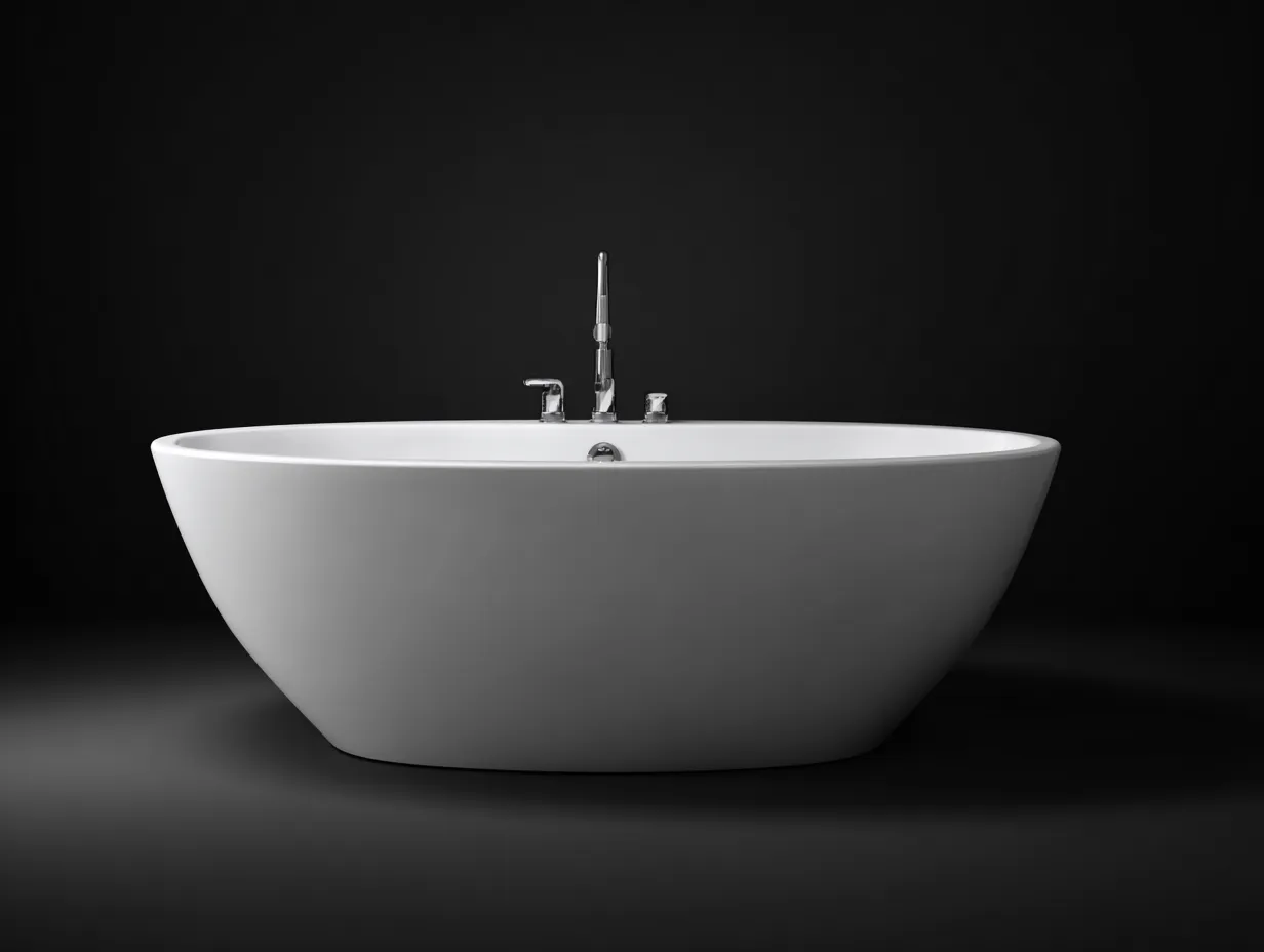 Badewanne Acryl 172x82x60 cm - Weiß - freistehend mit Armaturbereich für Badezimmer