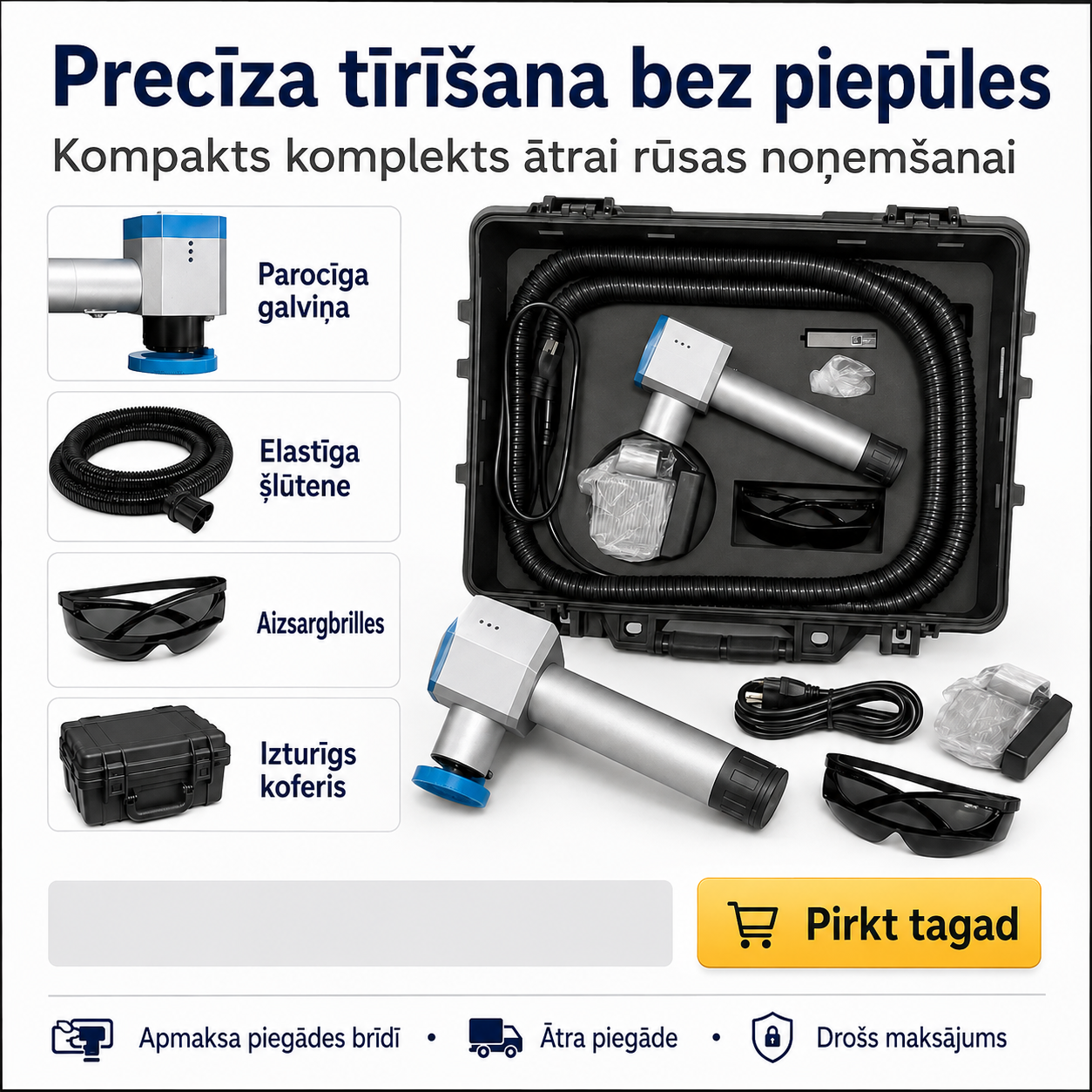 1000 W / 2000 W / 3000 W lāzera krāsas noņēmējs