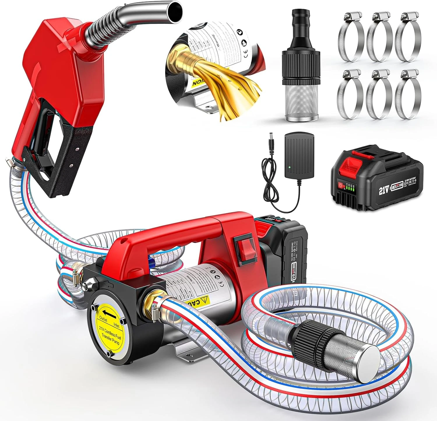 Cordless Electric Fuel Transfer Pump 4.0Ah Battery for Diesel Kerosene Transfer