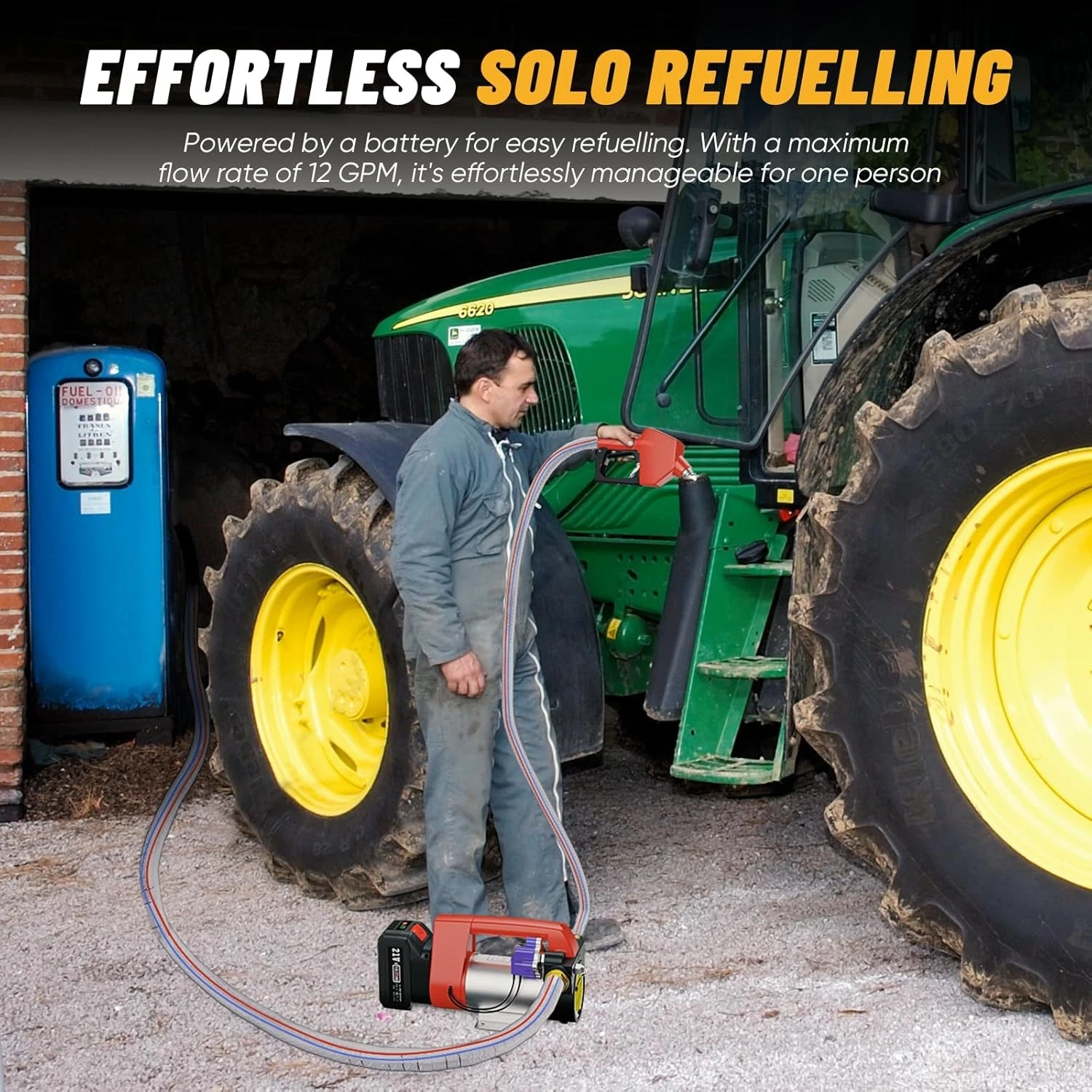 Cordless Electric Fuel Transfer Pump 4.0Ah Battery for Diesel Kerosene Transfer