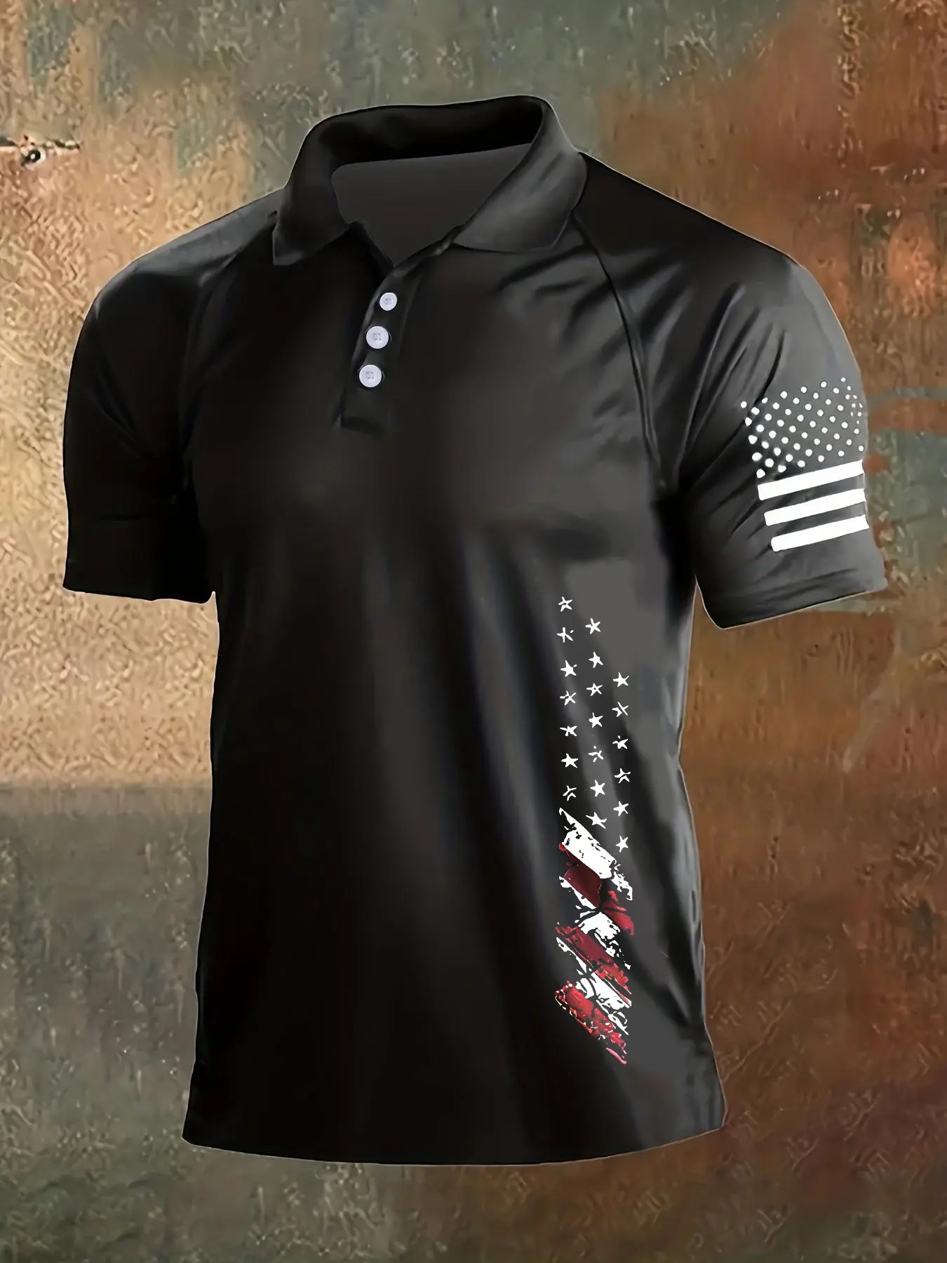 🇺🇸 Men’s Patriotic American Flag Polo Shirt Casual Short Sleeve Performance Polo