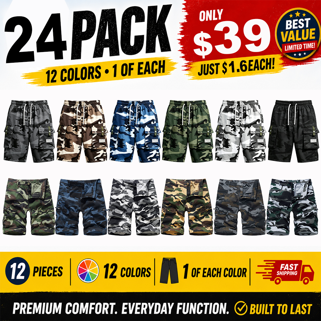 Clearance Sale⚡12 Pack for $29⚡- Men's Camouflage Cargo Shorts