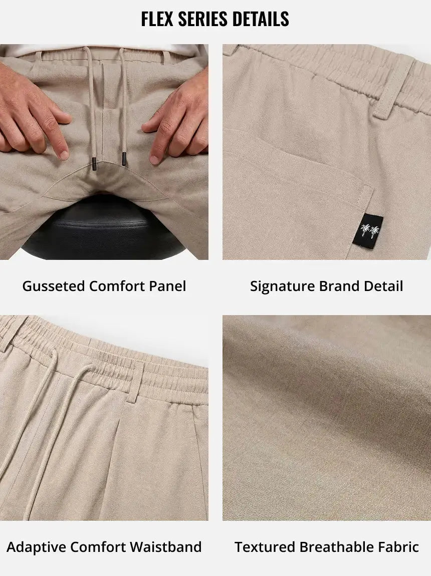 Men's Lightweight Linen Blend Drawstring Pants – Casual Loose Fit Breathable Beach Trousers with Pockets