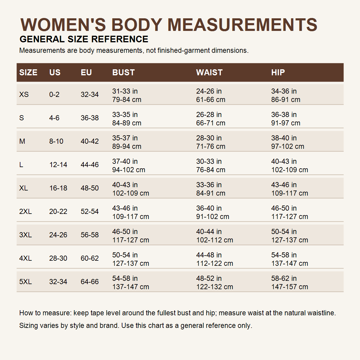 Women's Asymmetrical Moto Jacket Multipack general US and EU body measurement size guide