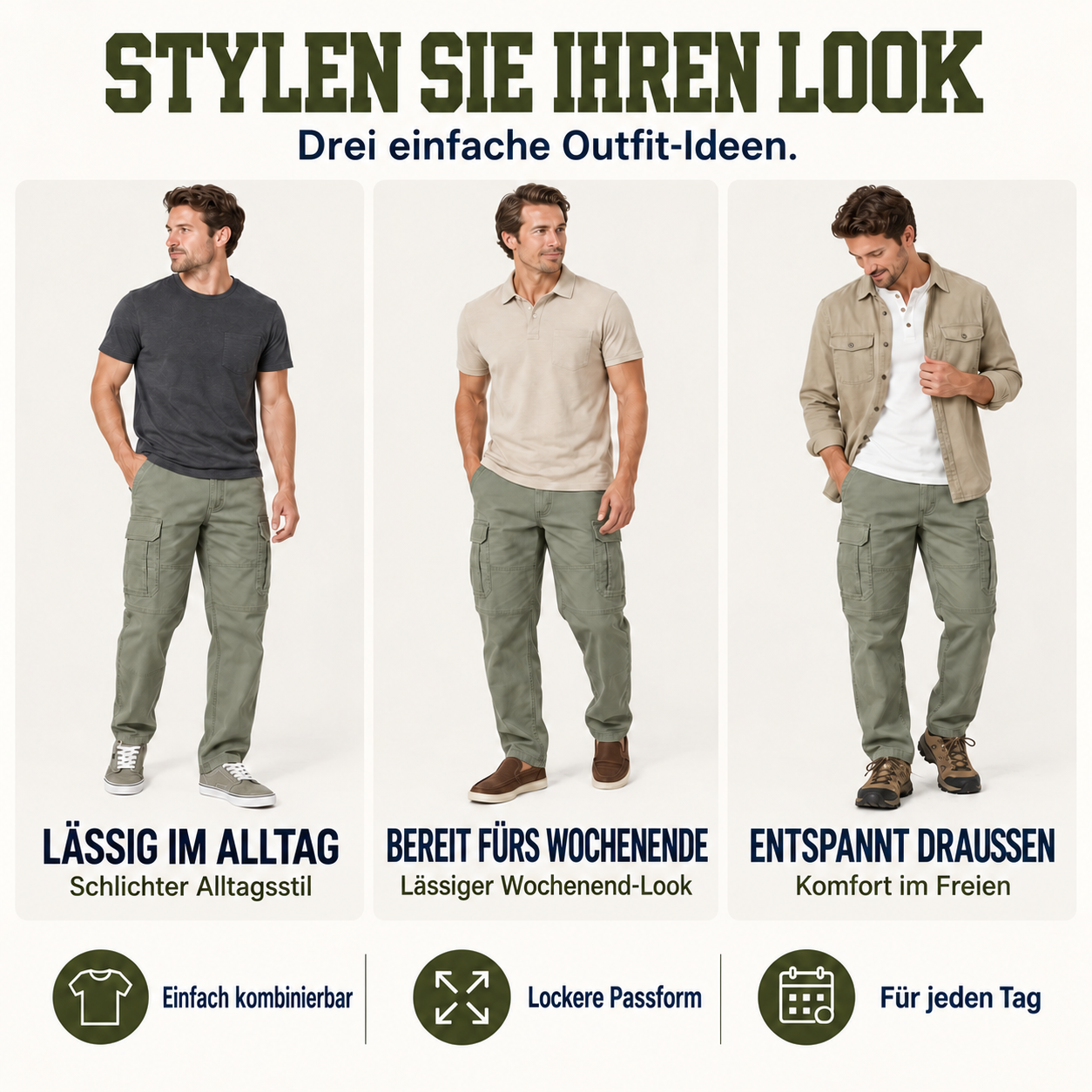 Lässige Herren-Cargohosen mit 6 Taschen – Arbeit und Outdoor - Stylen Sie Ihren Look