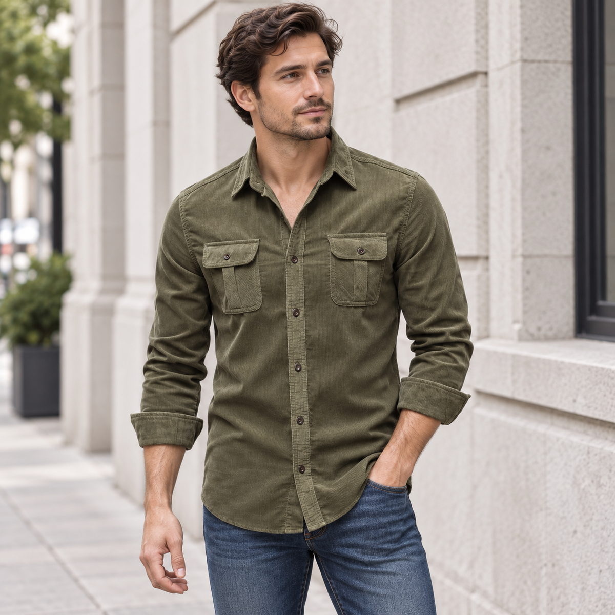 Men's Double-Flap Pocket Button-Up Shirt Multipack detail image 1