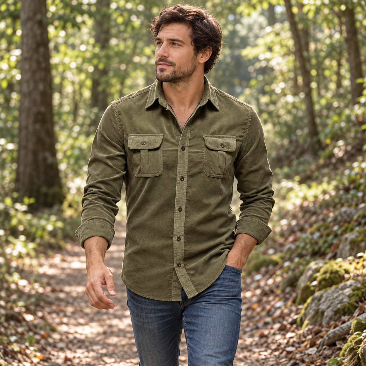 Men's Double-Flap Pocket Button-Up Shirt Multipack detail image 3