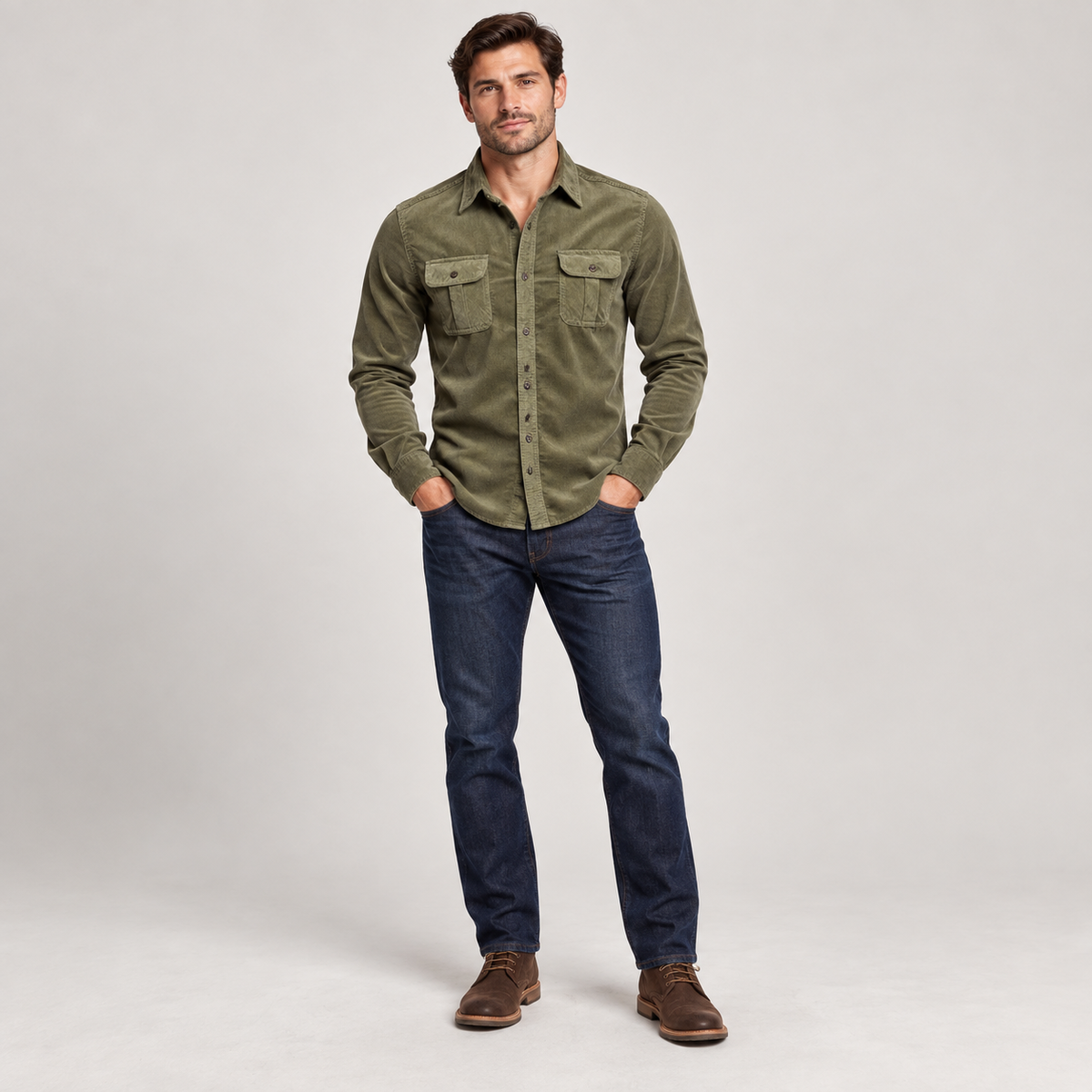 Men's Double-Flap Pocket Button-Up Shirt Multipack detail image 4