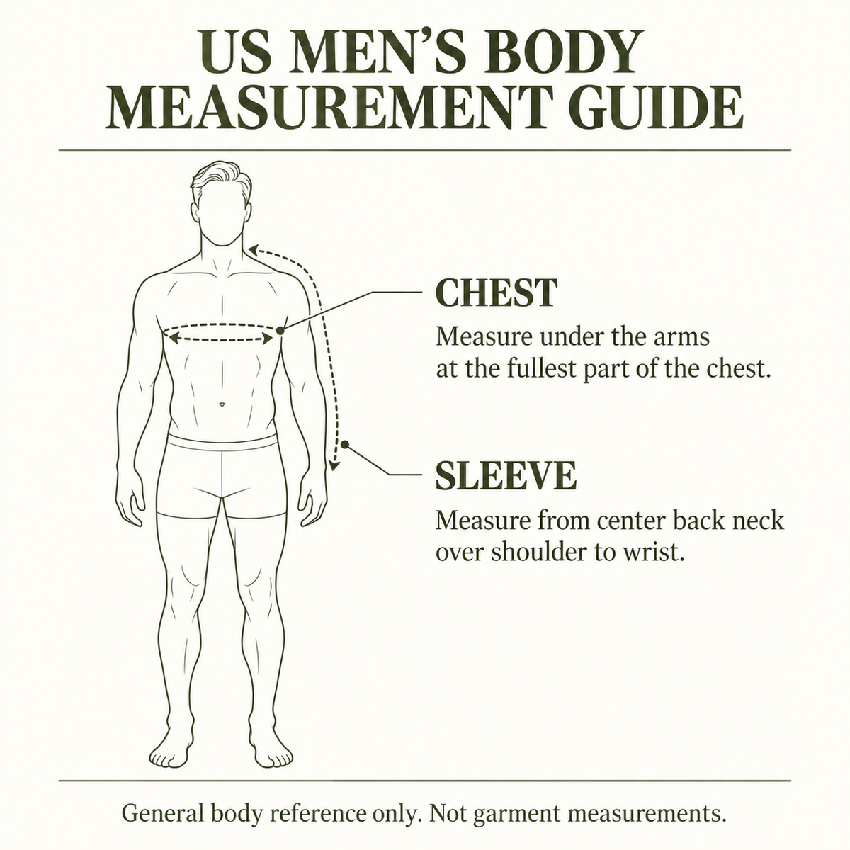 General US and EU body measurement size guide
