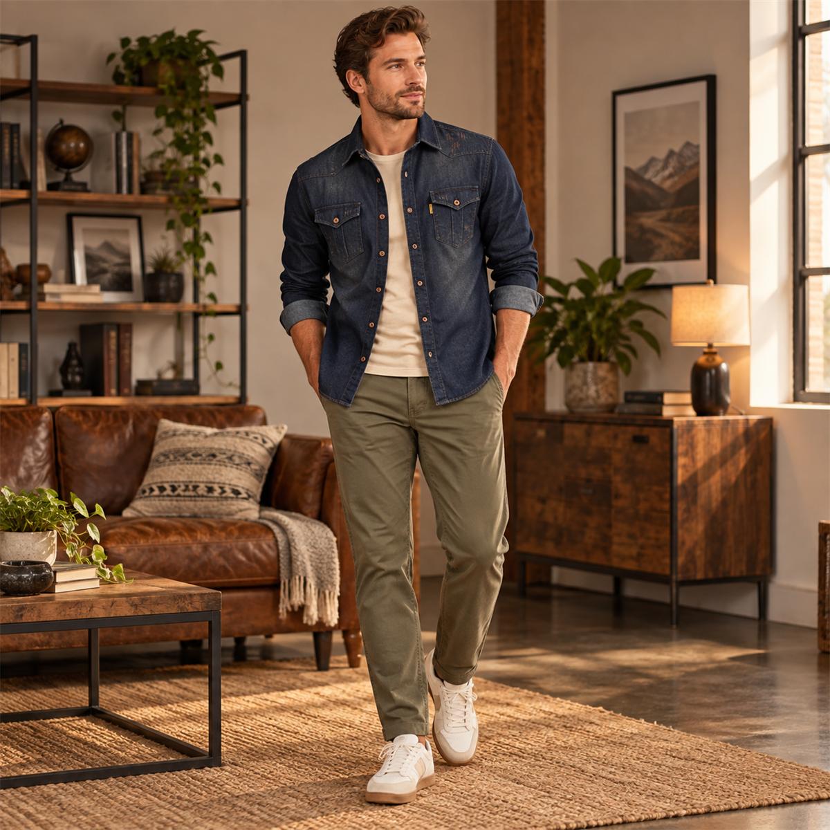 Men's Dark Denim Flap-Pocket Shirt Multipack detail image 06