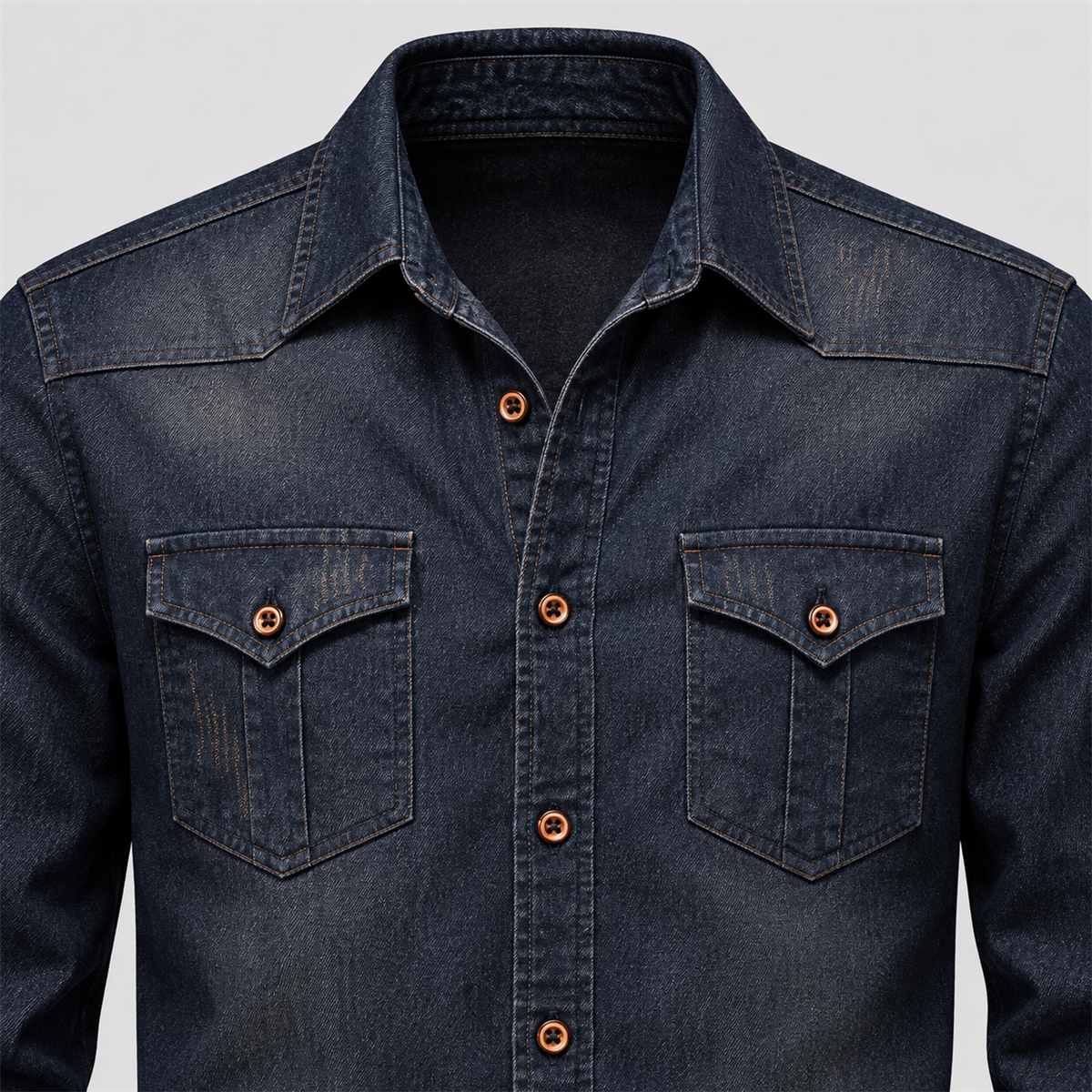 Men's Dark Denim Flap-Pocket Shirt Multipack detail image 08