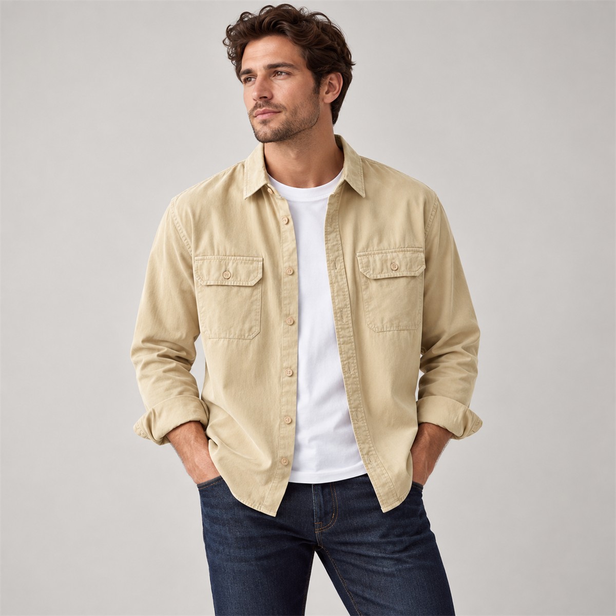 Men's Relaxed Flap-Pocket Overshirt Multipack detail image 04