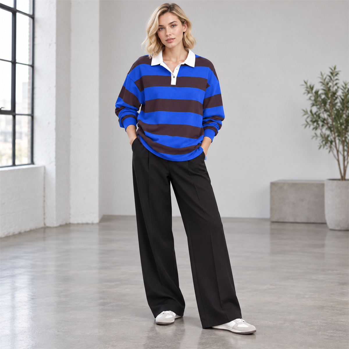 Women's Striped Long-Sleeve Rugby Polo Multipack detail image 05