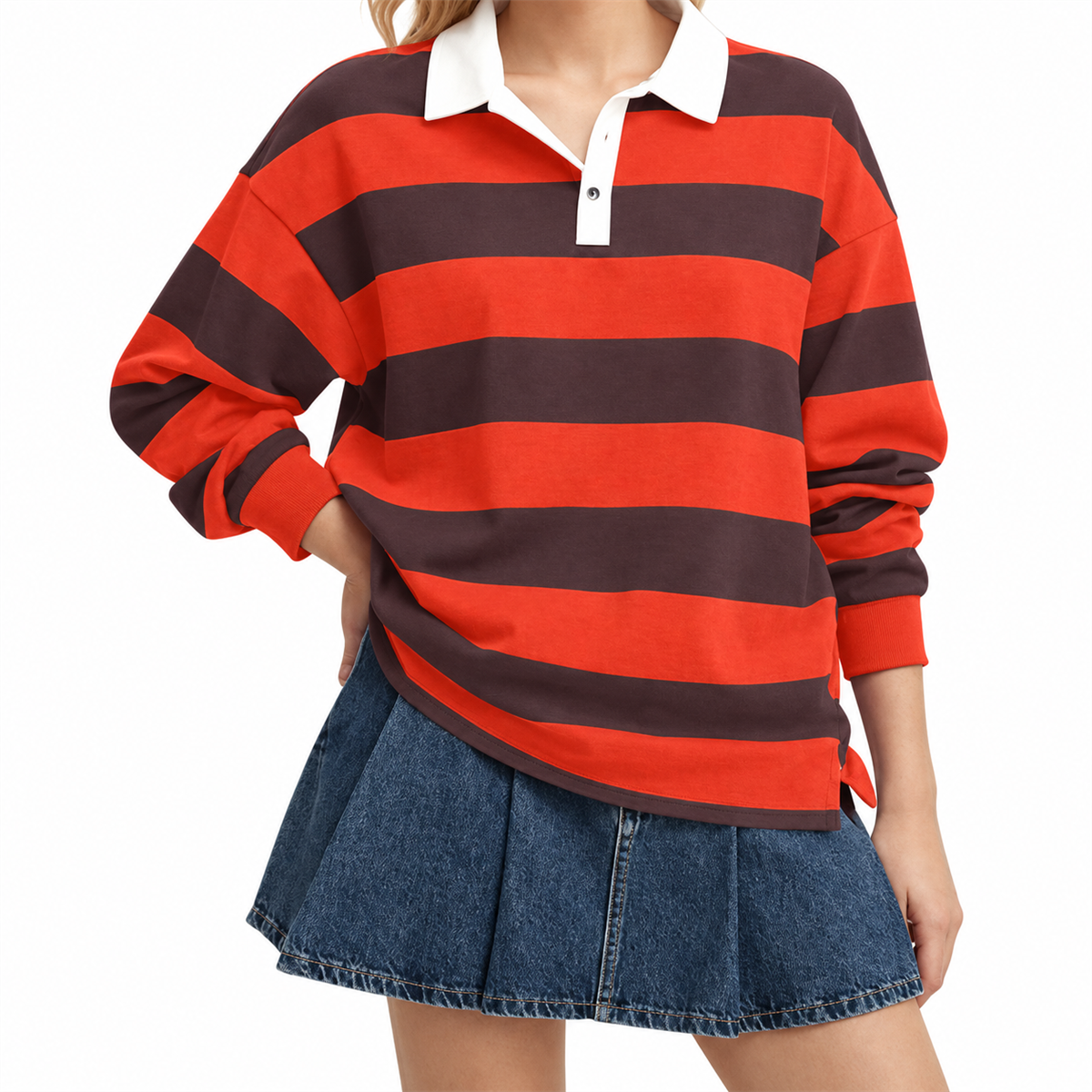 Women's Striped Long-Sleeve Rugby Polo Multipack detail image 09