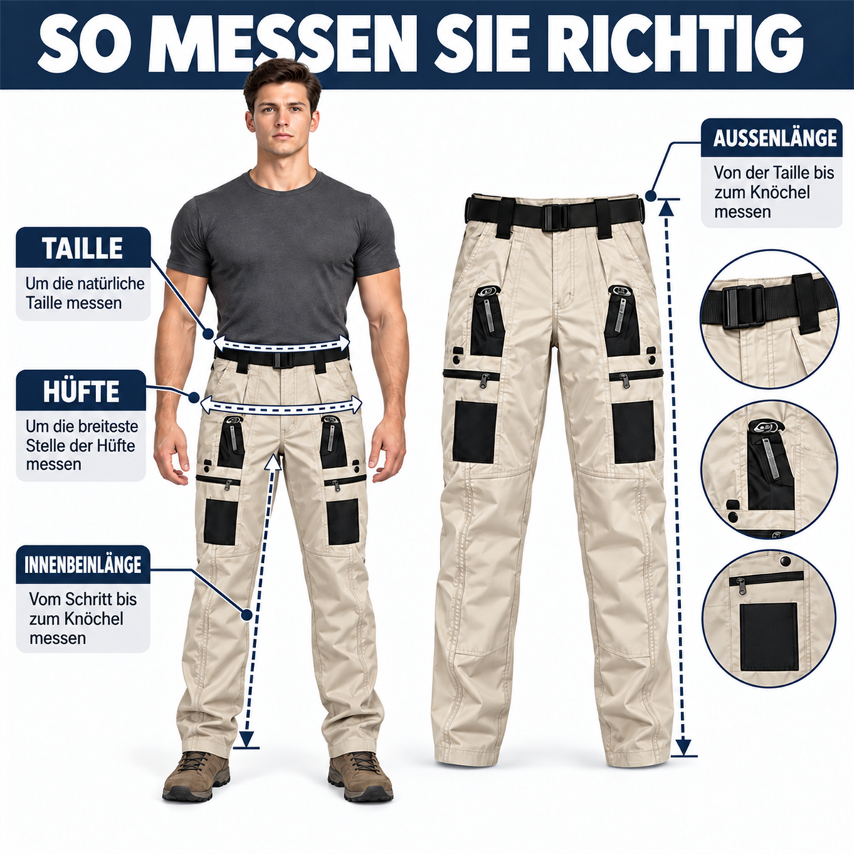 Herren-Multipack taktische Cargohosen mit mehreren Taschen - 10