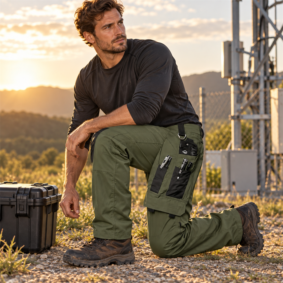 Men's Multi-Pocket Work Cargo Pants Multipack model view 3