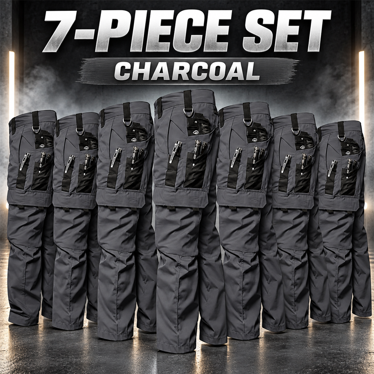 Men's Multi-Pocket Work Cargo Pants Multipack - 7-Piece Charcoal Pack