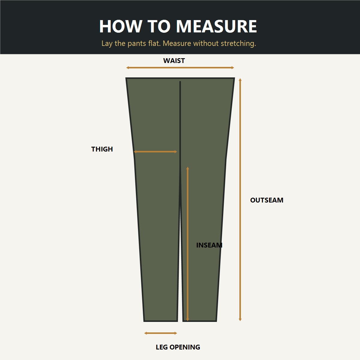 4- or 8-Pack Men's Lightweight Tactical Cargo Pants how-to-measure guide