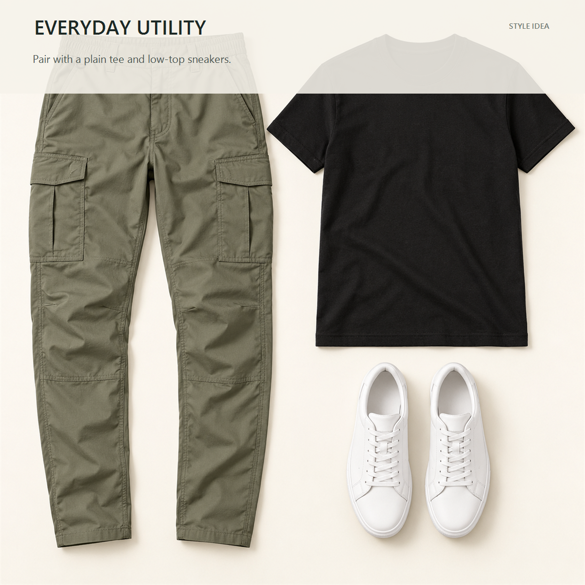5- or 10-Pack Men's Elastic-Waist Tapered Cargo Pants styling view 1