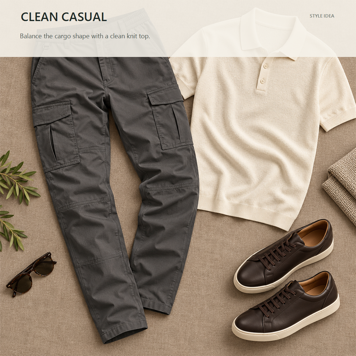 5- or 10-Pack Men's Elastic-Waist Tapered Cargo Pants styling view 3