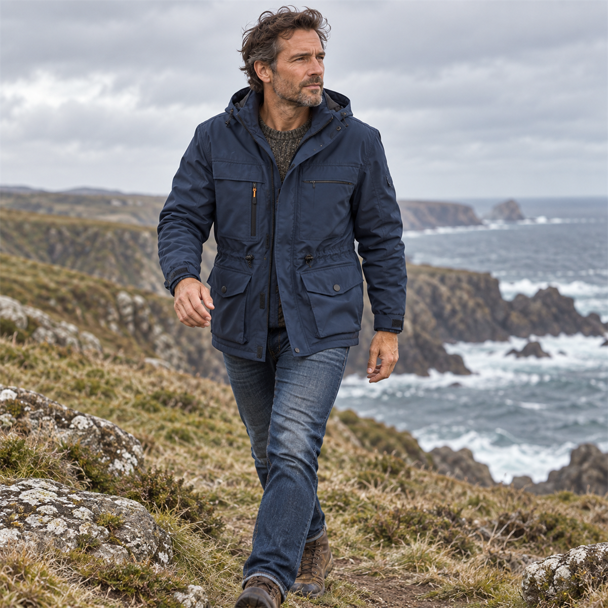 4- or 8-Pack Men's Hooded Multi-Pocket Field Jackets lifestyle scene 3