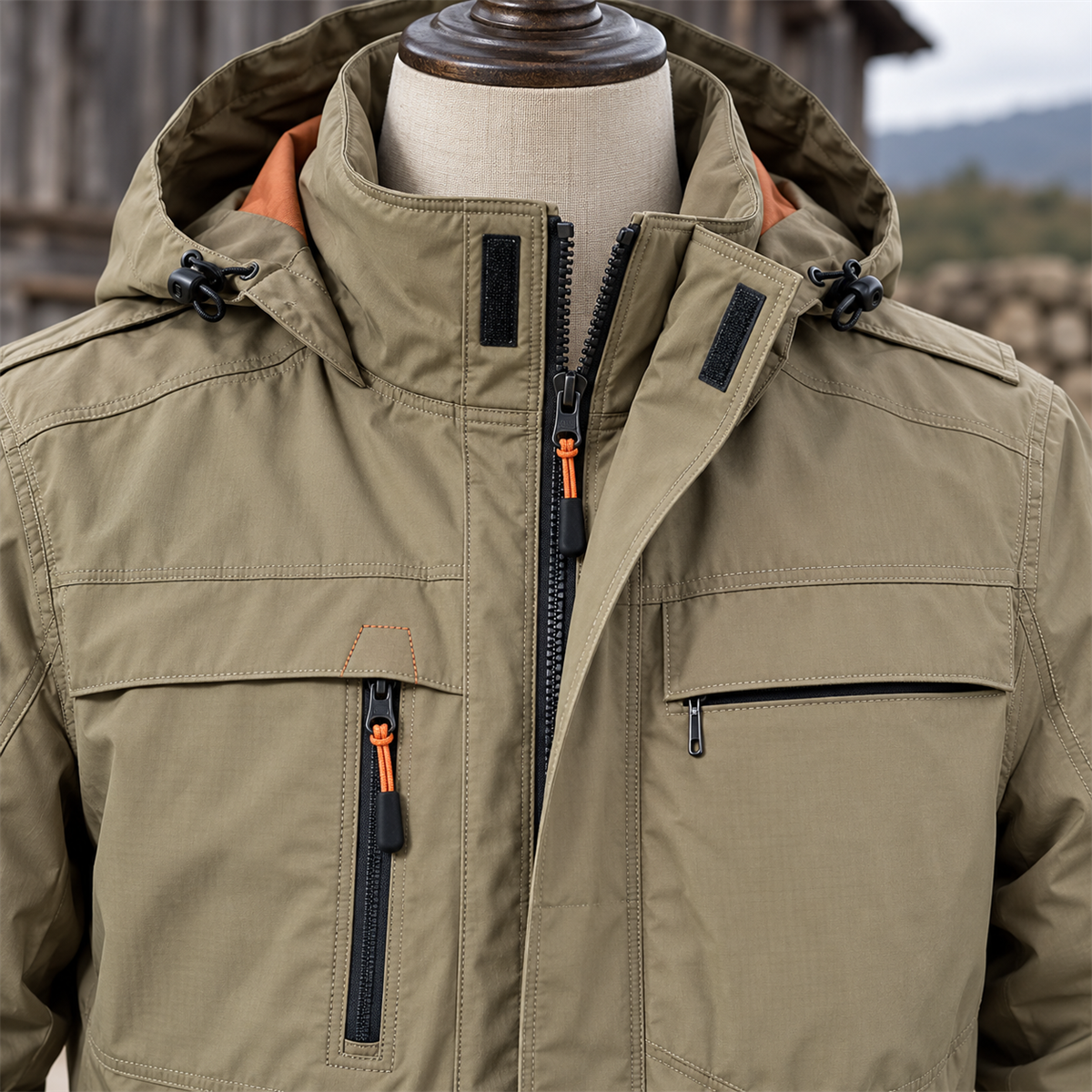 4- or 8-Pack Men's Hooded Multi-Pocket Field Jackets visible detail 1
