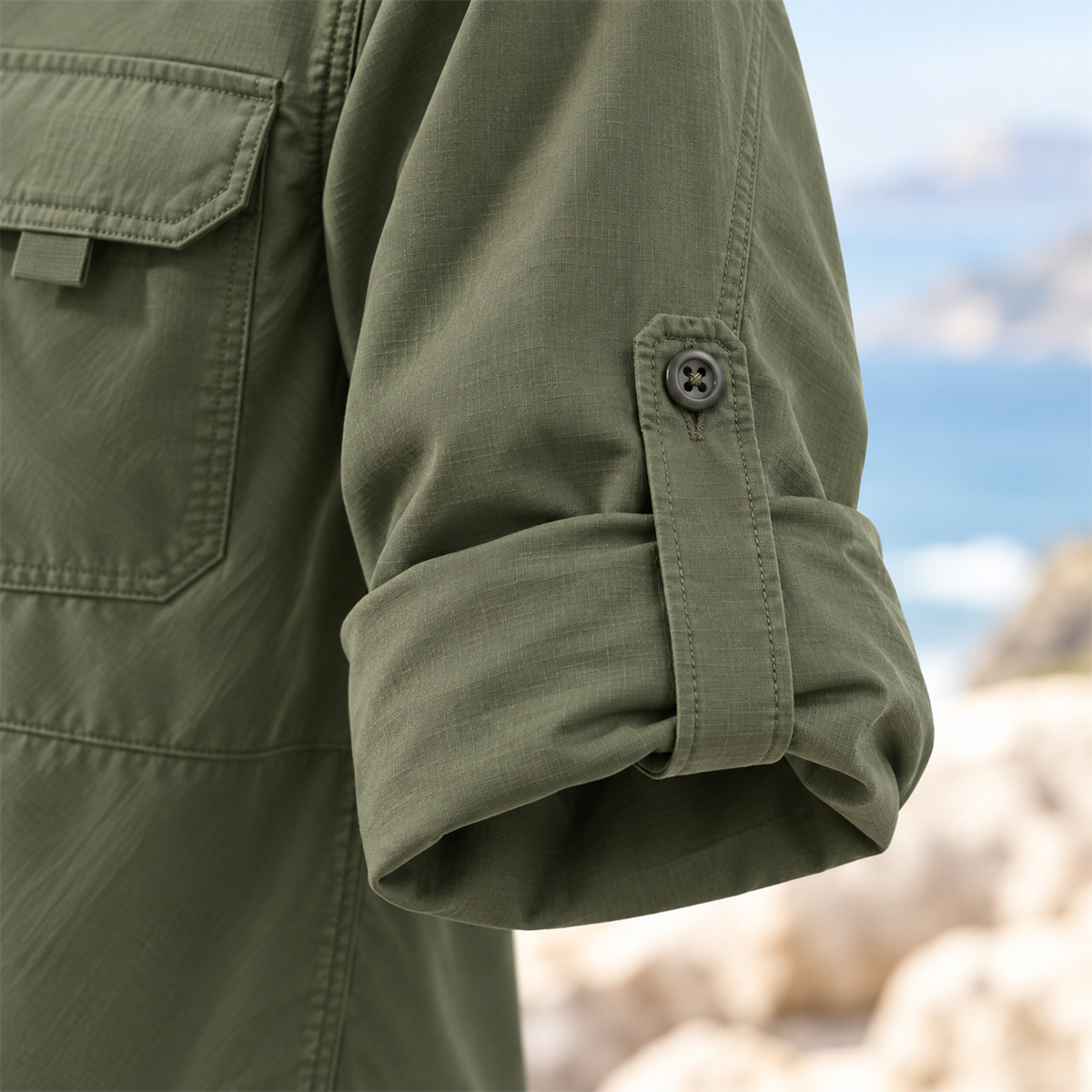 4- or 8-Pack Men's Roll-Sleeve Utility Shirts visible detail 2
