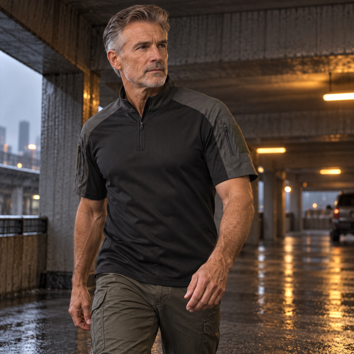 5- or 10-Pack Men's Two-Tone Quarter-Zip Tactical Shirts lifestyle scene 2