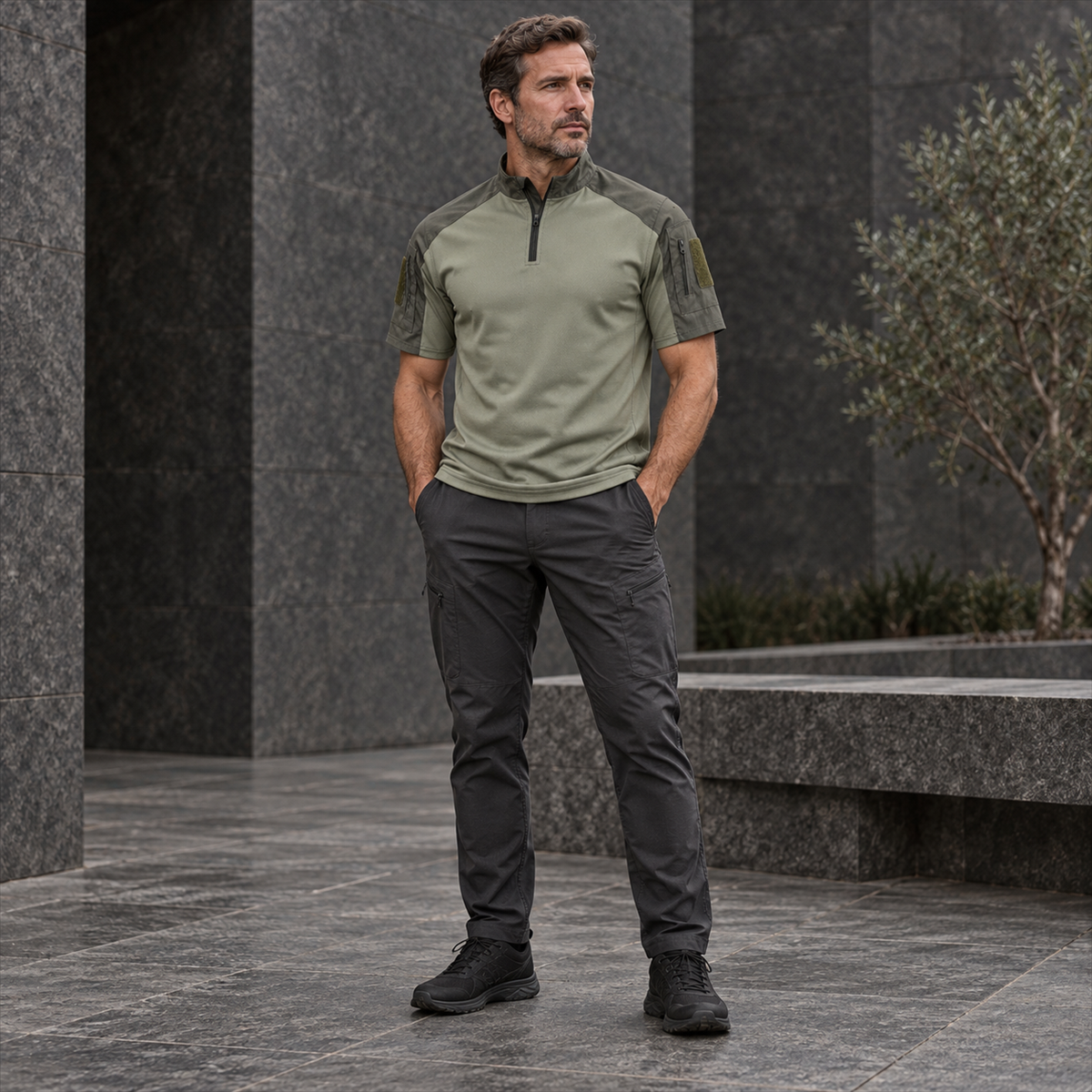 5- or 10-Pack Men's Two-Tone Quarter-Zip Tactical Shirts outfit idea 1