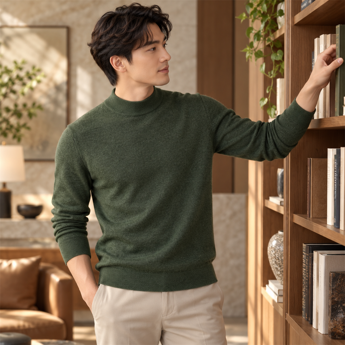 8-Pack Men's Mock-Neck Knit Sweaters lifestyle view 3