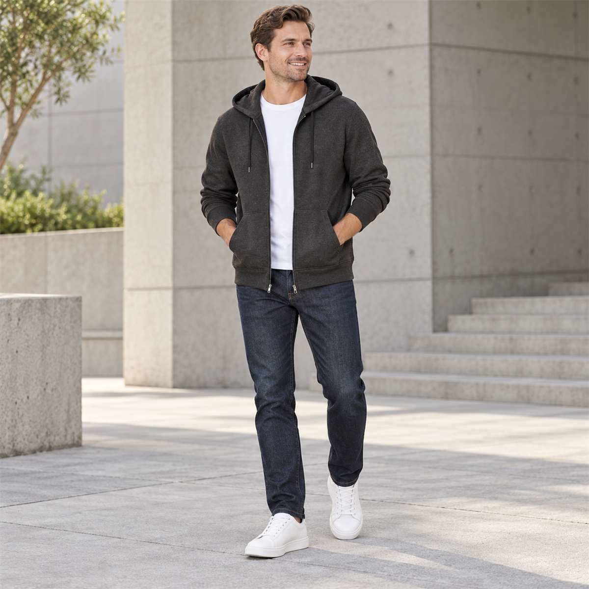 4- or 8-Pack Men's Everyday Full-Zip Hoodies styling view 1