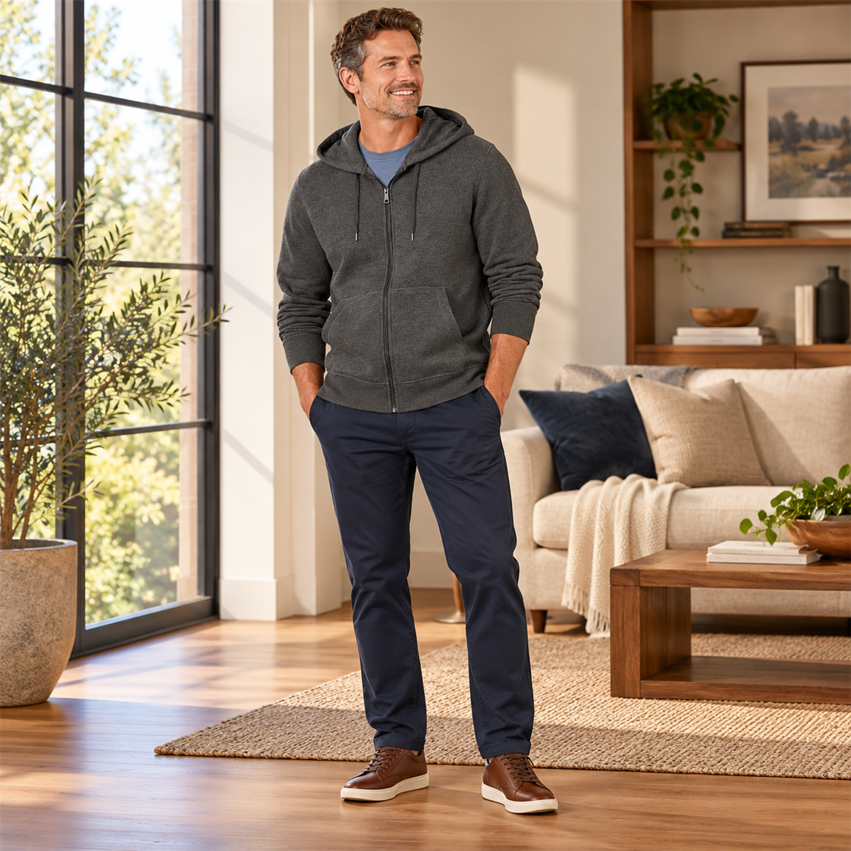 4- or 8-Pack Men's Everyday Full-Zip Hoodies styling view 2