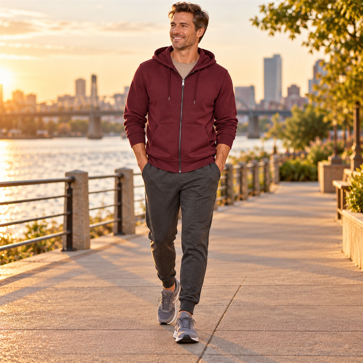 4- or 8-Pack Men's Everyday Full-Zip Hoodies styling view 3