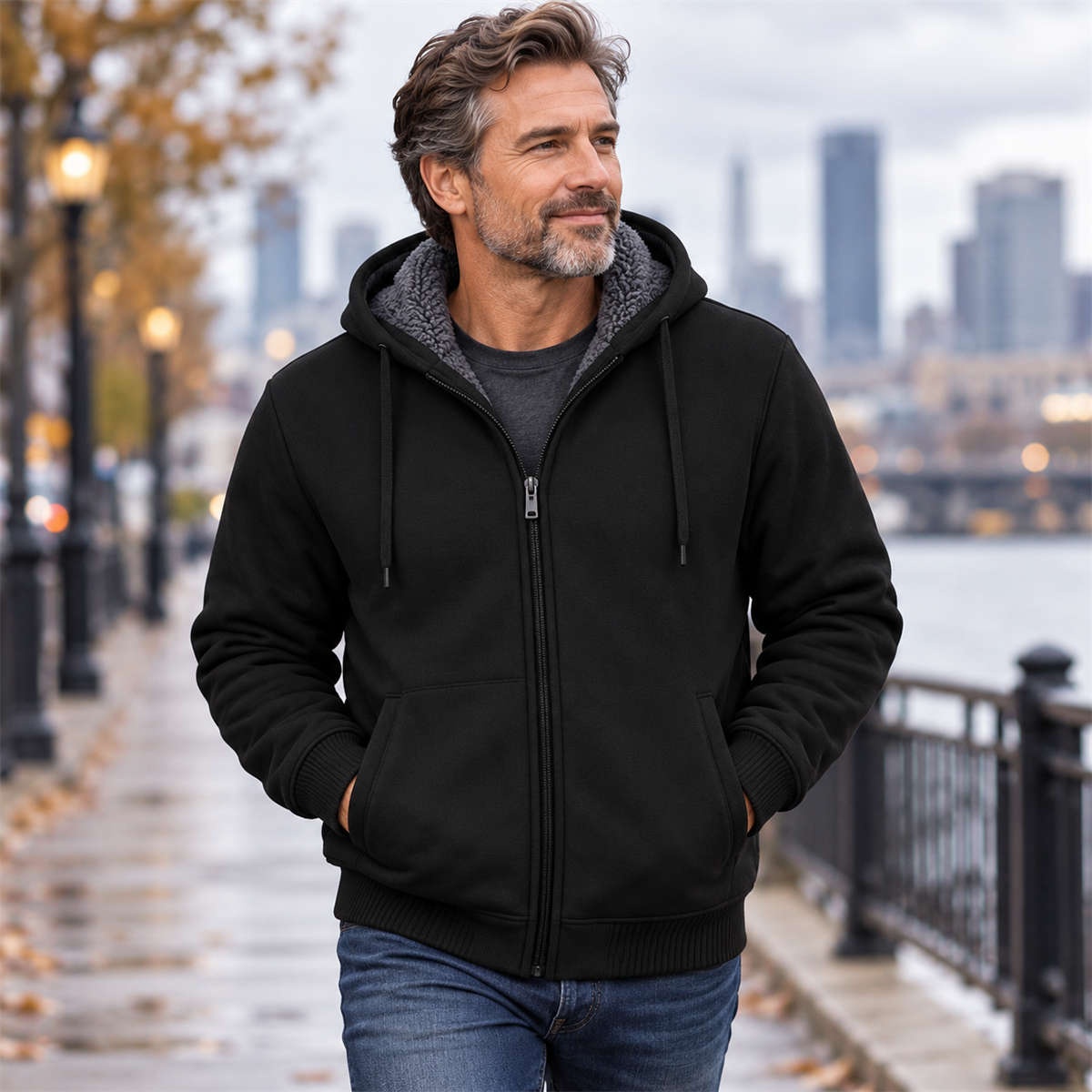 4- or 8-Pack Men's Sherpa-Lined Full-Zip Hoodies lifestyle view 1