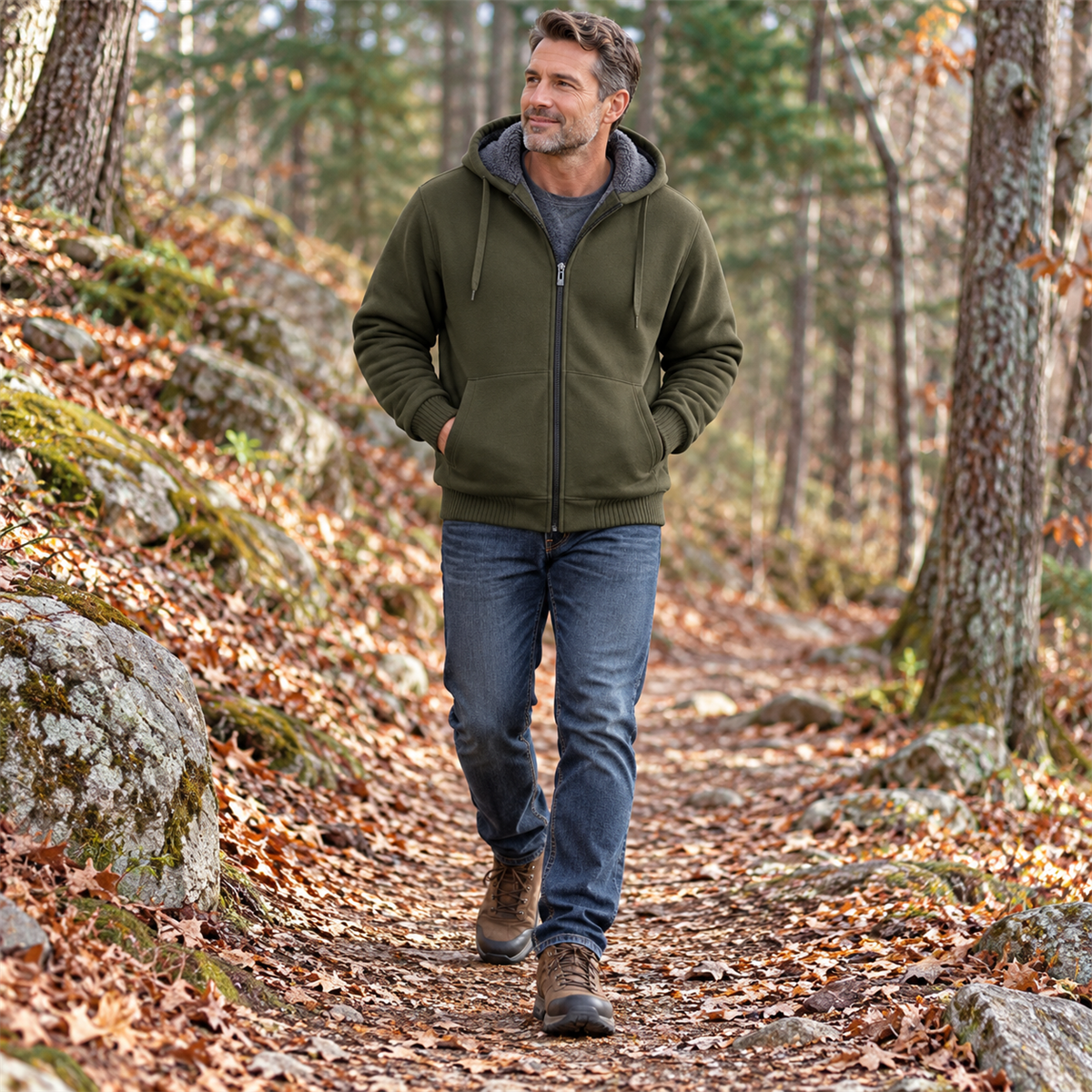 4- or 8-Pack Men's Sherpa-Lined Full-Zip Hoodies lifestyle view 3