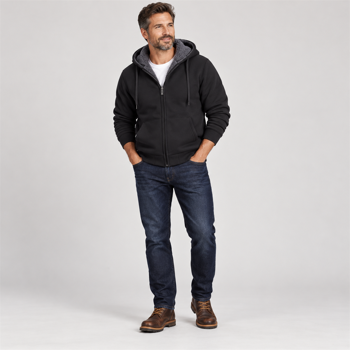 4- or 8-Pack Men's Sherpa-Lined Full-Zip Hoodies styling view 1