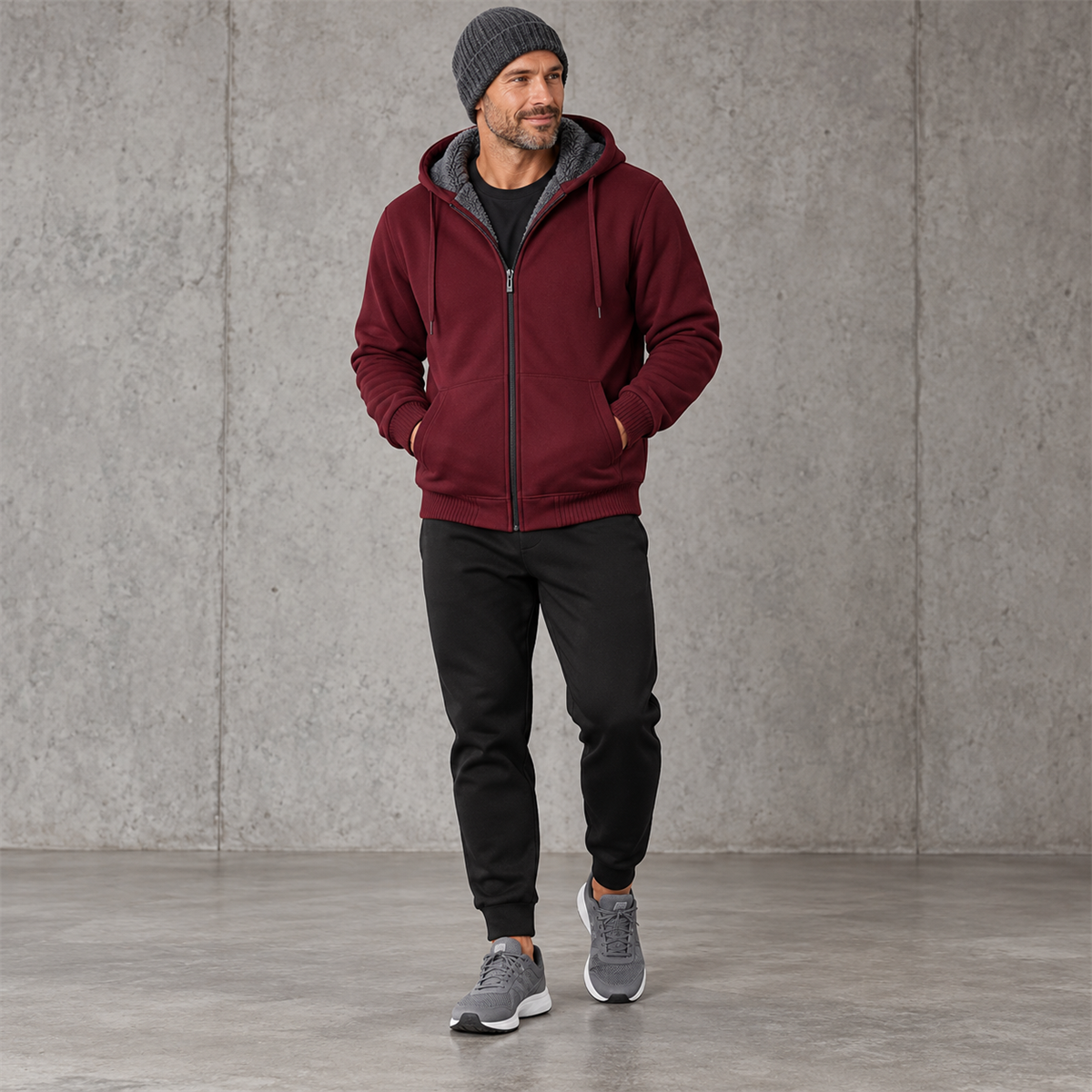 4- or 8-Pack Men's Sherpa-Lined Full-Zip Hoodies styling view 3