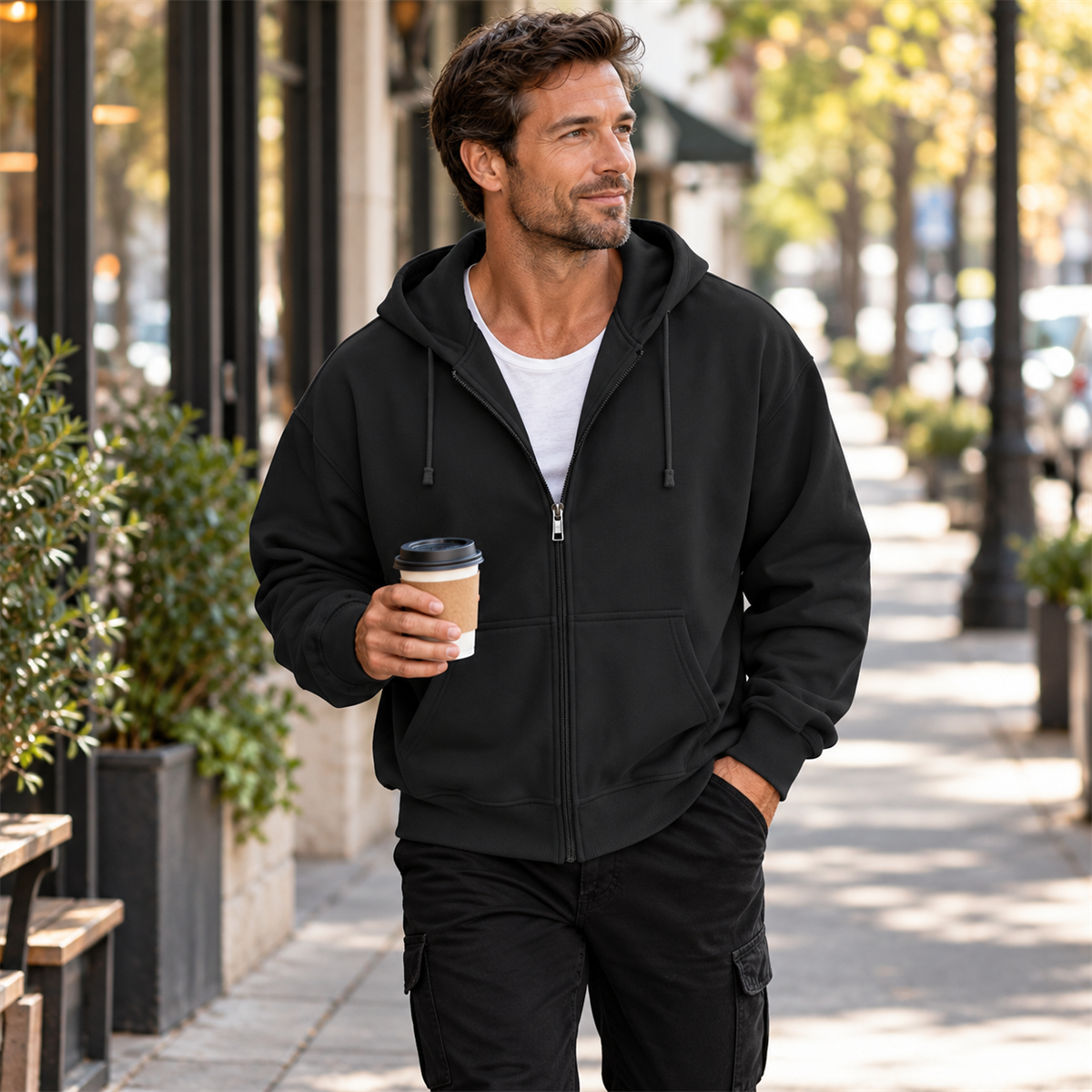 4- or 8-Pack Men's Relaxed-Fit Full-Zip Hoodies lifestyle view 1