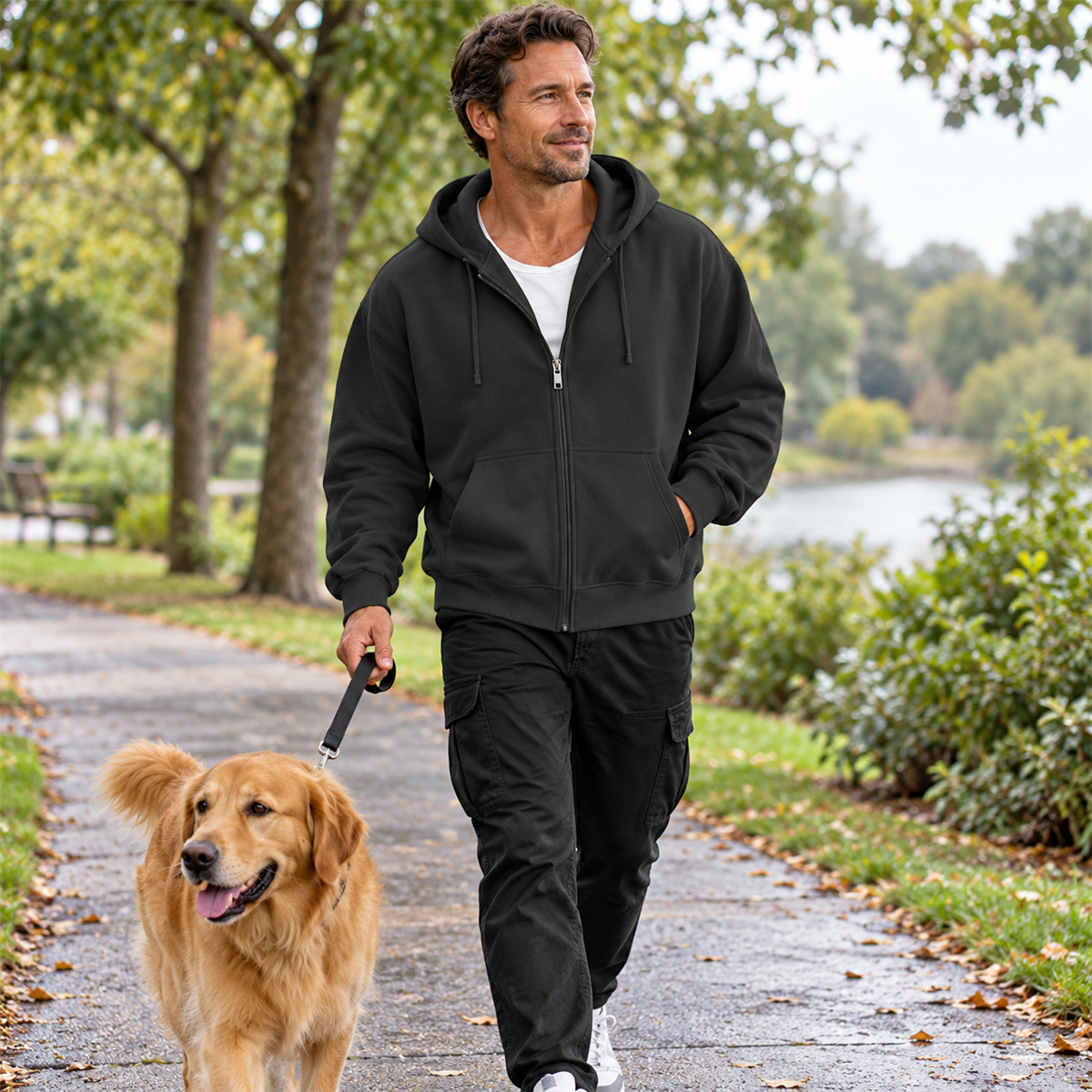4- or 8-Pack Men's Relaxed-Fit Full-Zip Hoodies lifestyle view 3