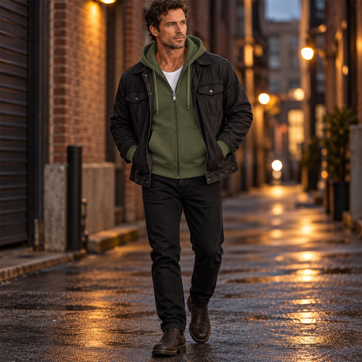 4- or 8-Pack Men's Relaxed-Fit Full-Zip Hoodies styling view 2