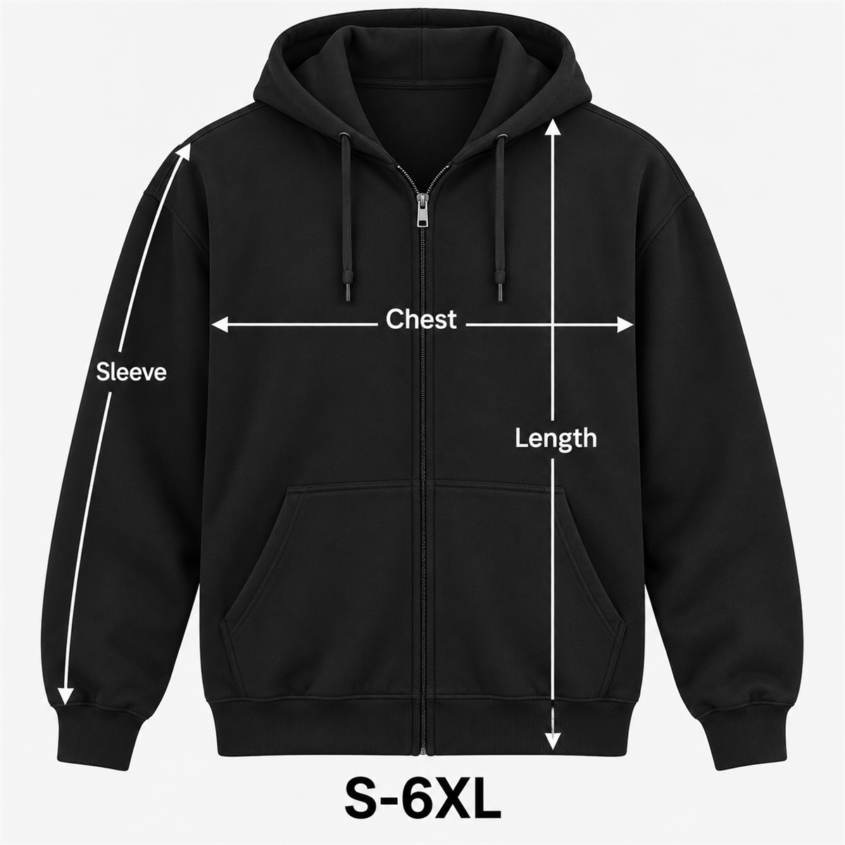 4- or 8-Pack Men's Relaxed-Fit Full-Zip Hoodies sizing and measuring guide